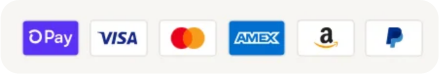 Payment logos: visa, mastercard, amex, amazon, paypal